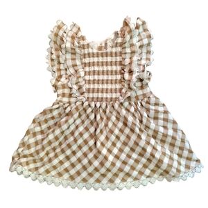 Brown and White Gingham Dress